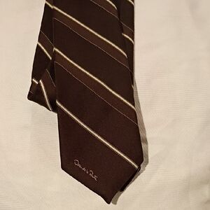 Oscar de la Renta Brown Striped Tie